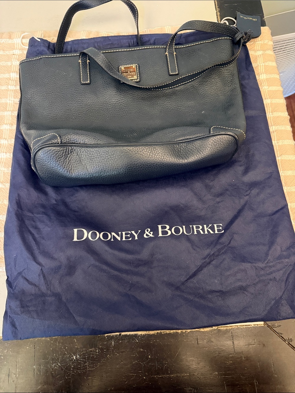 Dooney & Bourke Navy Pebbled Leather Shoulder Tote